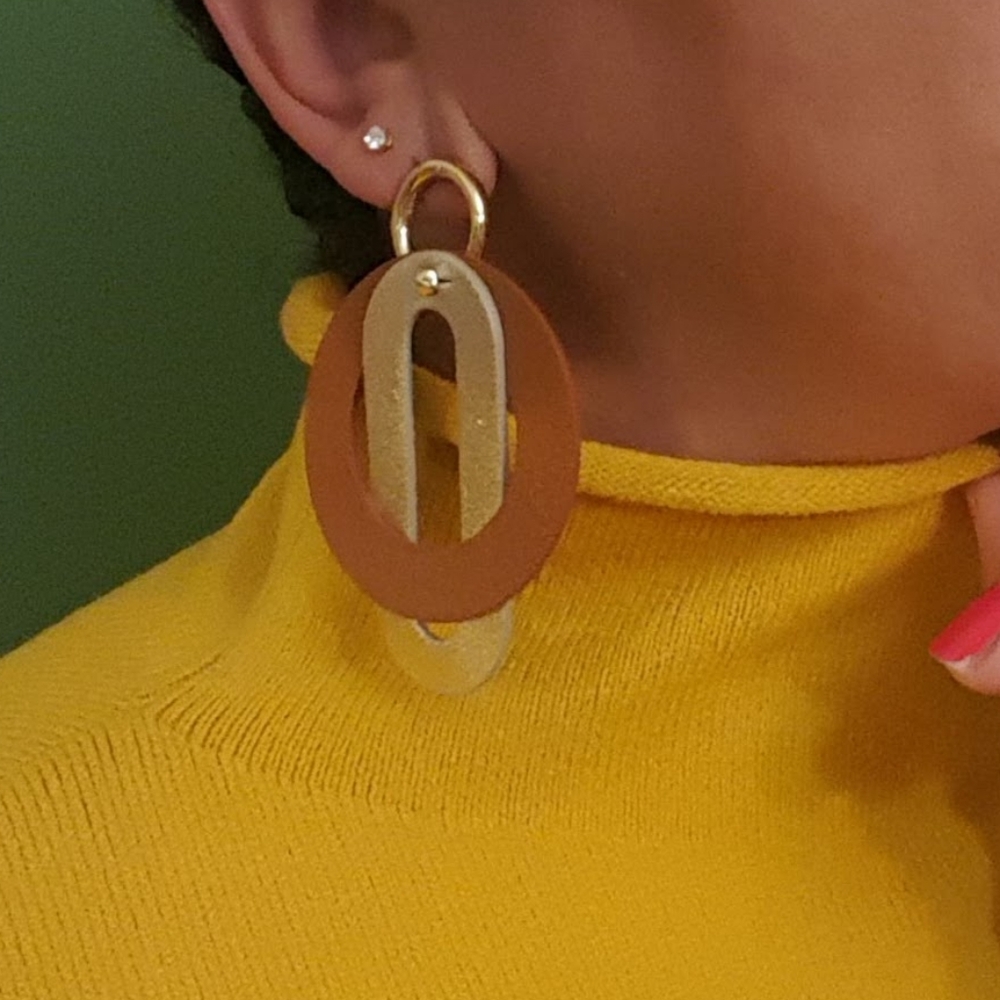 Leather Statement Interchangeable Earrings - image 2